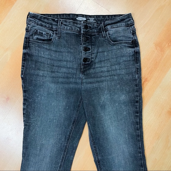 Old Navy Black High-Waisted Button-Fly Rockstar Super Skinny Ankle Jeans Size 8 - Picture 4 of 9